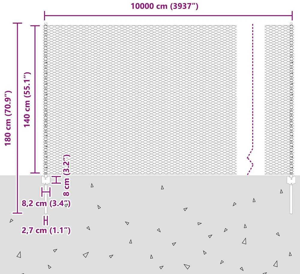 Hexagonal Fence with Post 100 x 1,4 m PVC dengtas plienas Žalia