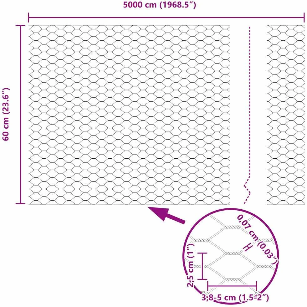 Hexagonal Fence with Post 50 x 0,6 m PVC dengtas plienas Žalia