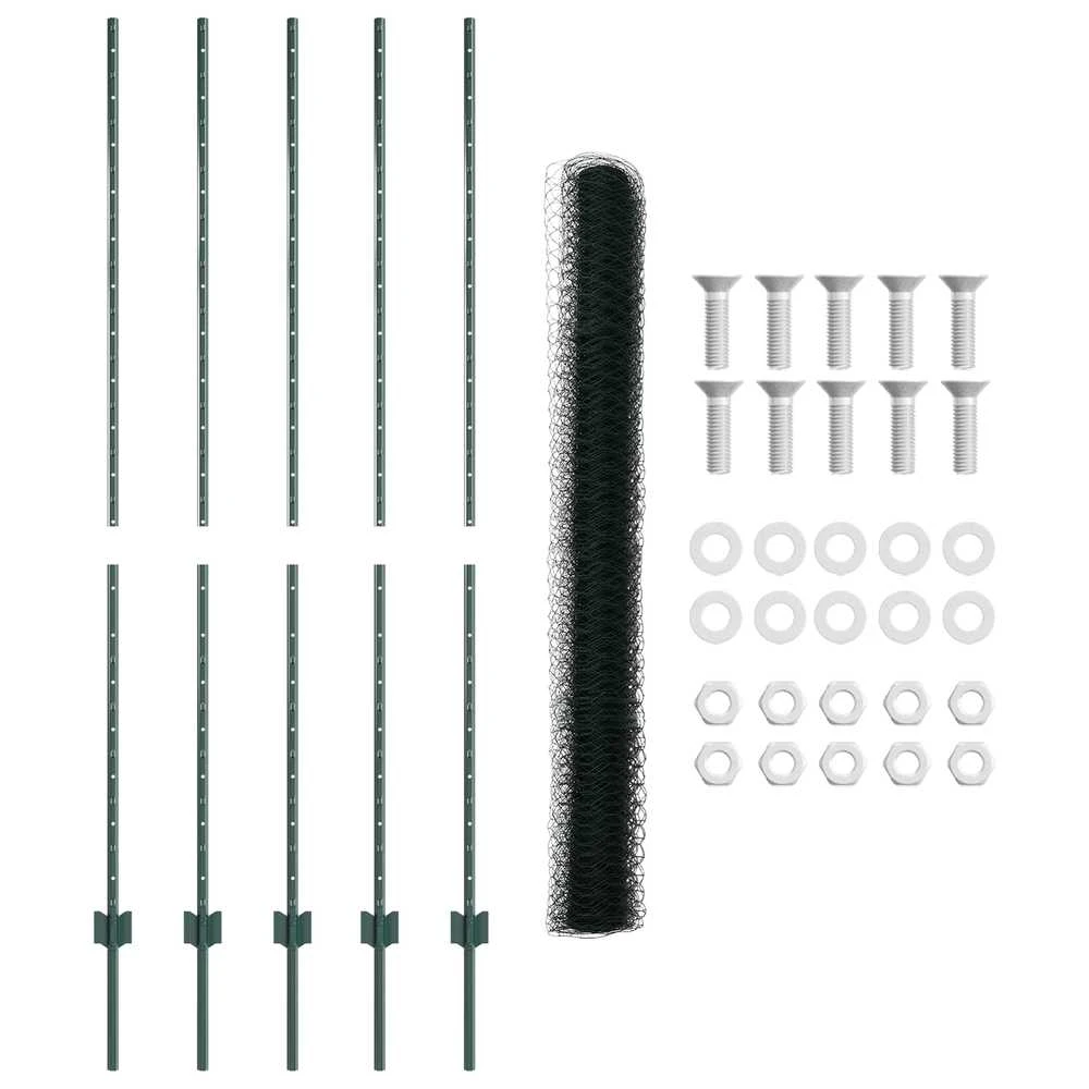 Hexagonal Fence with Post 10 x 1,6 m PVC dengtas plienas Žalia