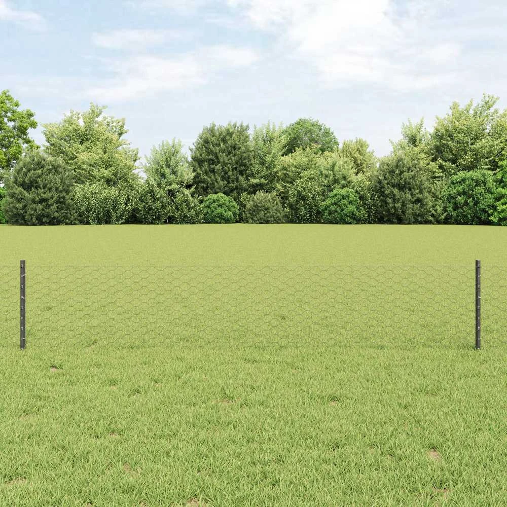 Hexagonal Fence with Post 10 x 0,4 m PVC dengtas plienas Pilka