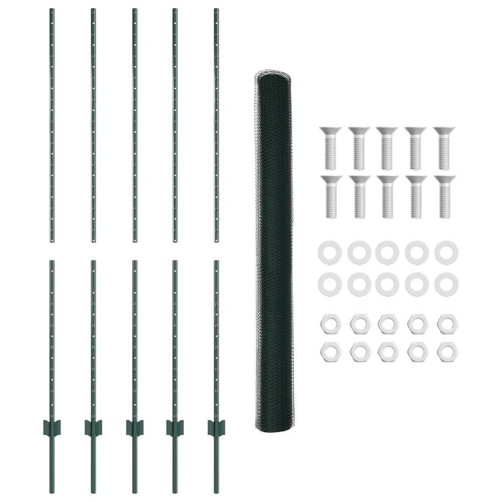Hexagonal Fence with Post 10 x 1,6 m PVC dengtas plienas Žalia