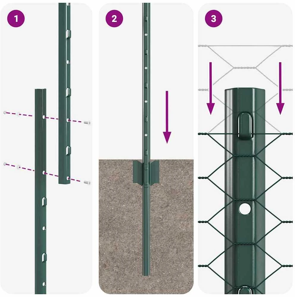 Hexagonal Fence with Post 10 x 1,6 m PVC dengtas plienas Žalia