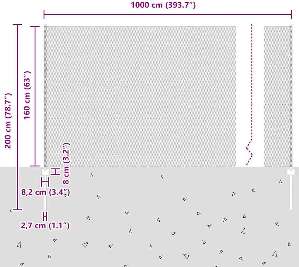 Hexagonal Fence with Post 10 x 1,6 m PVC dengtas plienas Žalia