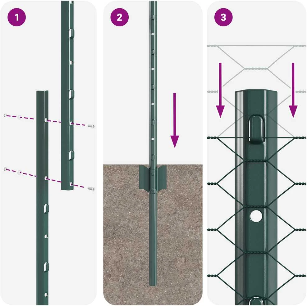 Hexagonal Fence with Post 10 x 1,6 m PVC dengtas plienas Žalia
