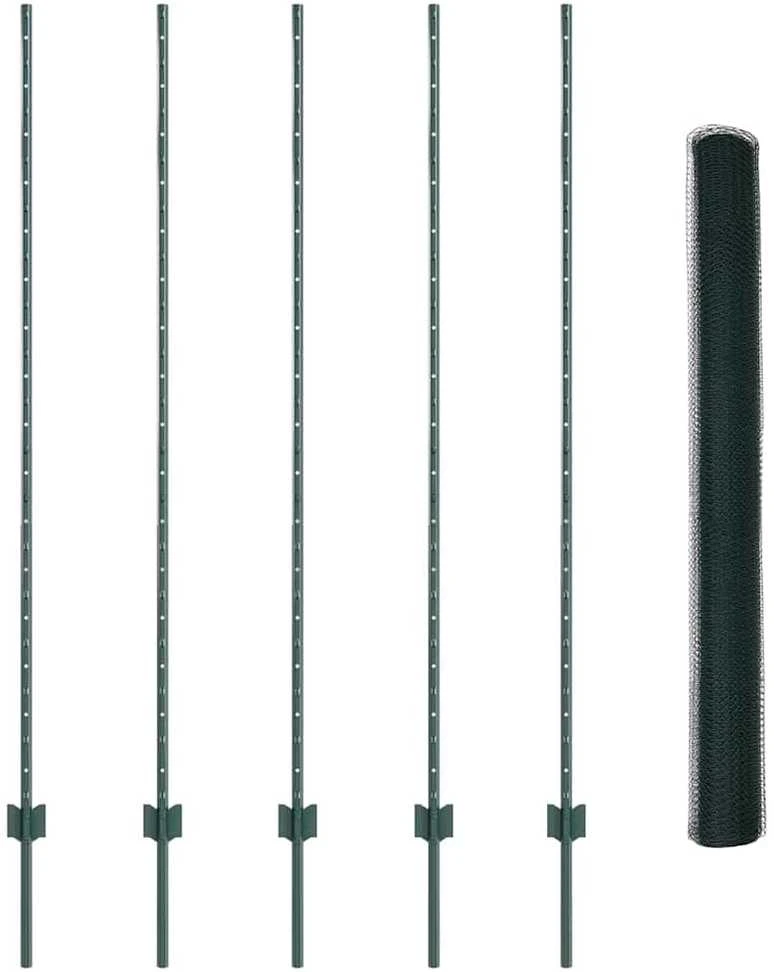 Hexagonal Fence with Post 10 x 1,6 m PVC dengtas plienas Žalia