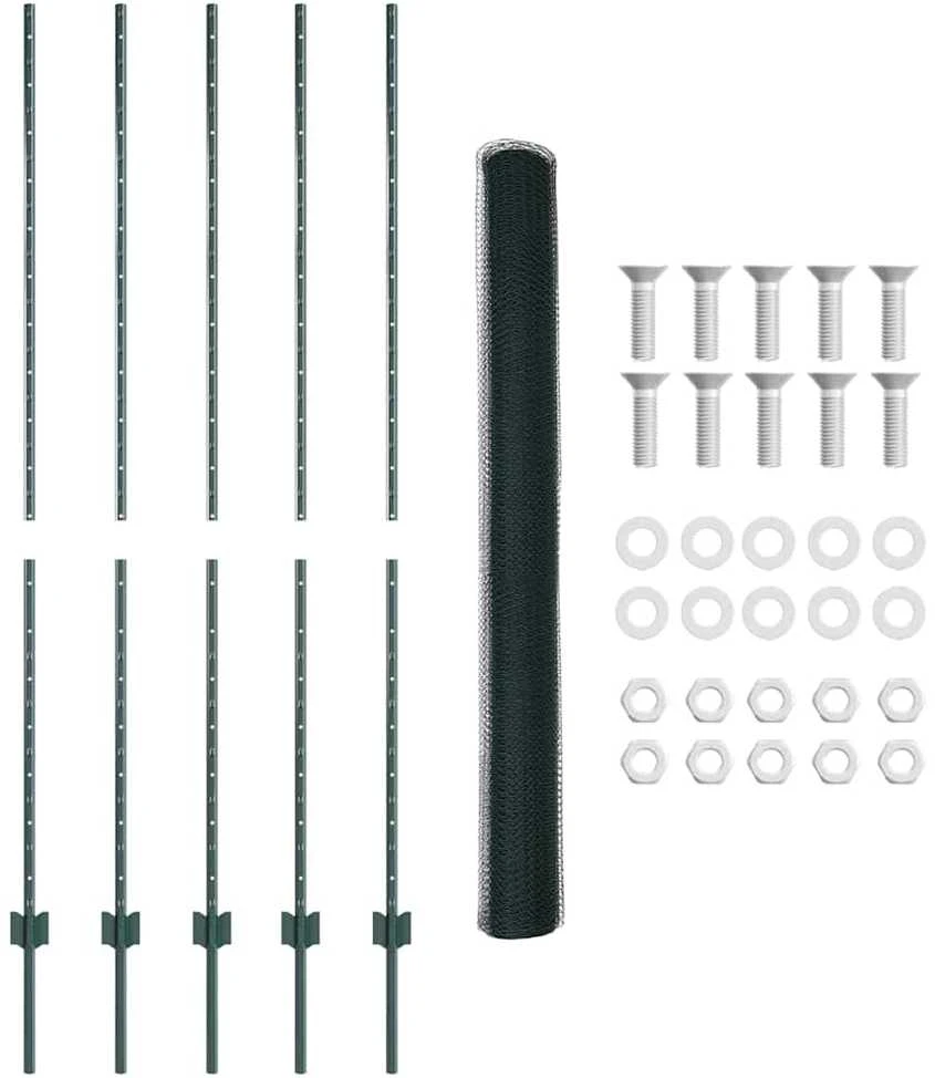 Hexagonal Fence with Post 10 x 1,6 m PVC dengtas plienas Žalia