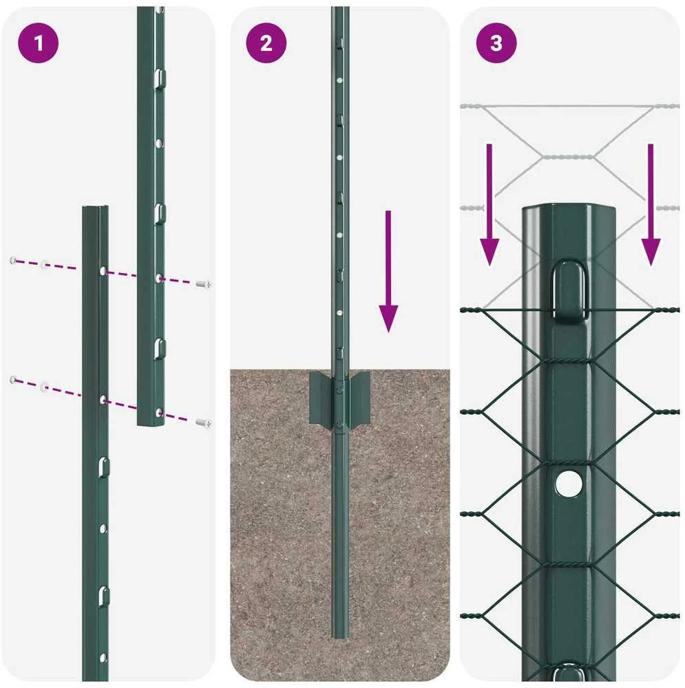 Hexagonal Fence with Post 100 x 1,6 m PVC dengtas plienas Žalia