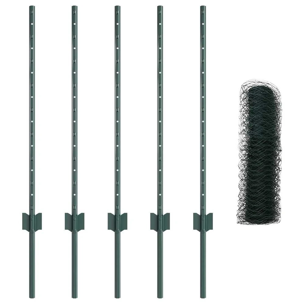 Hexagonal Fence with Post 10 x 0,8 m PVC dengtas plienas Žalia