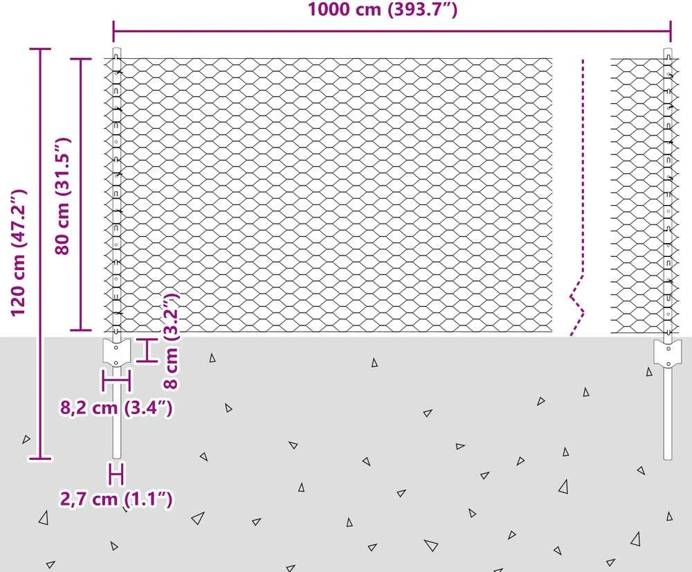 Hexagonal Fence with Post 10 x 0,8 m PVC dengtas plienas Žalia