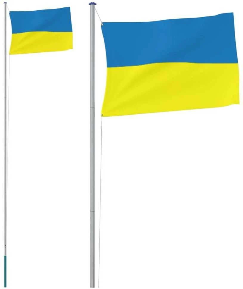 Ukrainos vėliava su stiebu, aliuminis, 6,23m