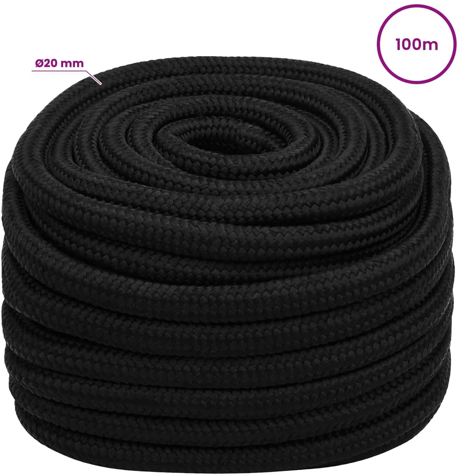 Universali virvė 20 mm 100 m Juoda Poliesteris