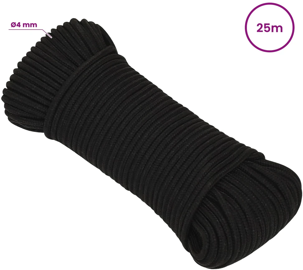 Universali virvė 4 mm 25 m Juoda Poliesteris