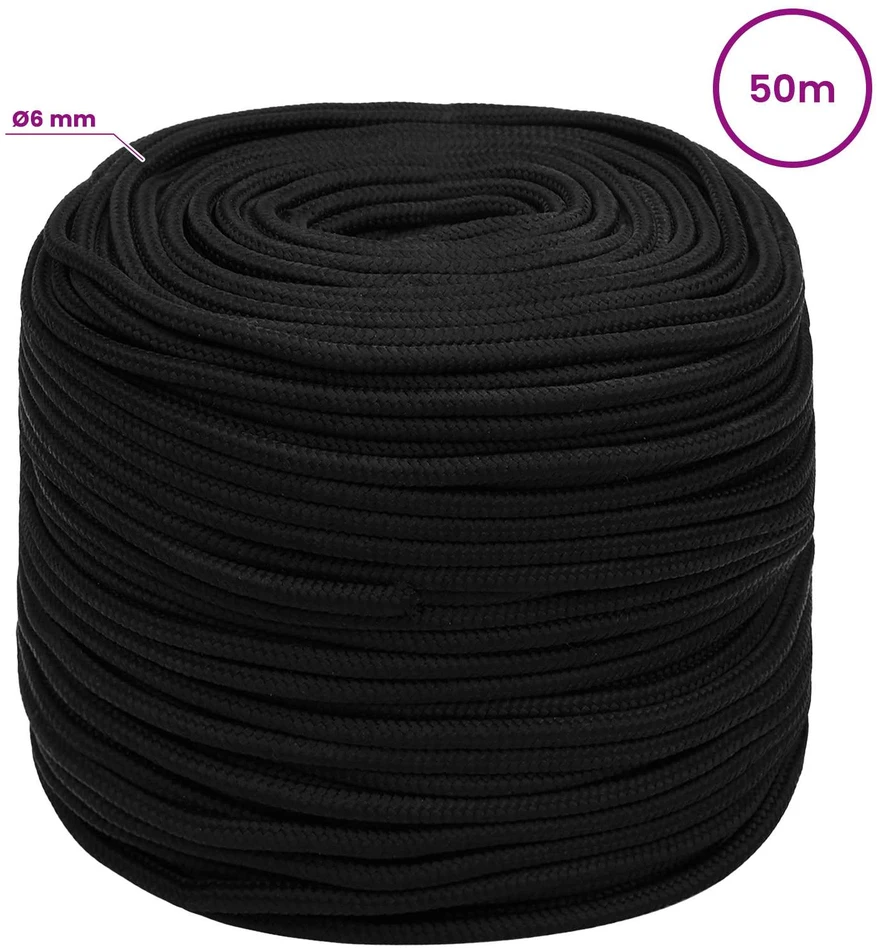 Universali virvė 6 mm 50 m Juoda Poliesteris