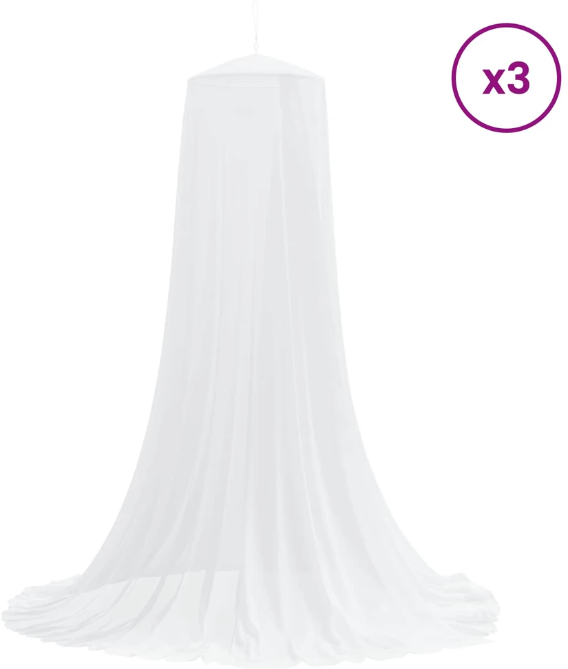Uodų tinklas lovai 3 vnt. 156 mesh Balta ⌀56 x 220 cm