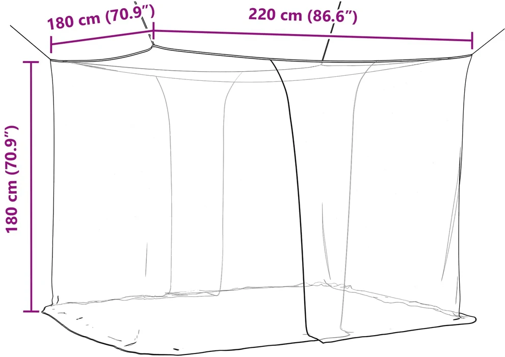 Uodų tinklas lovai 3 vnt. 156 mesh Balta 220 x 180 x 180 cm
