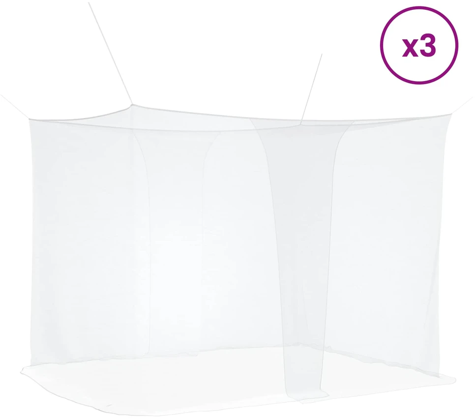 Uodų tinklas lovai 3 vnt. 156 mesh Balta 220 x 150 x 180 cm
