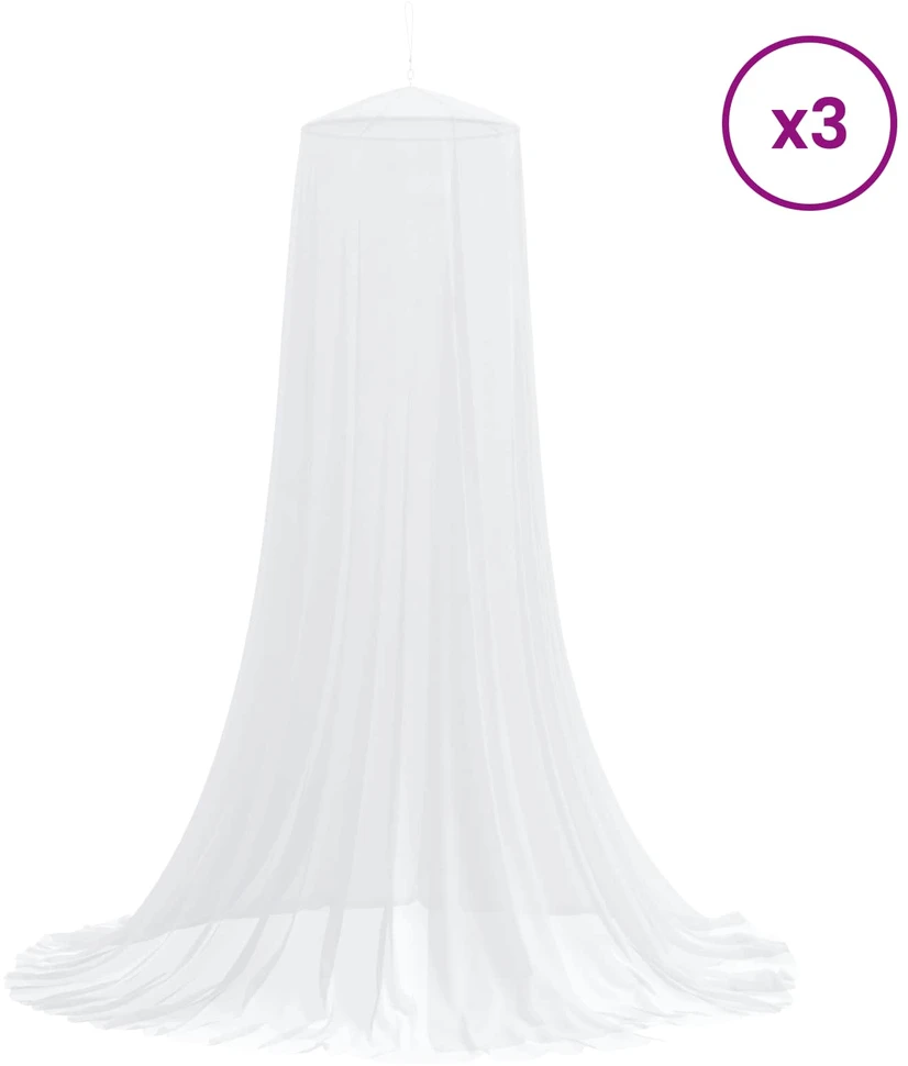Uodų tinklas lovai 3 vnt. 156 mesh Balta ⌀56 x 220 cm
