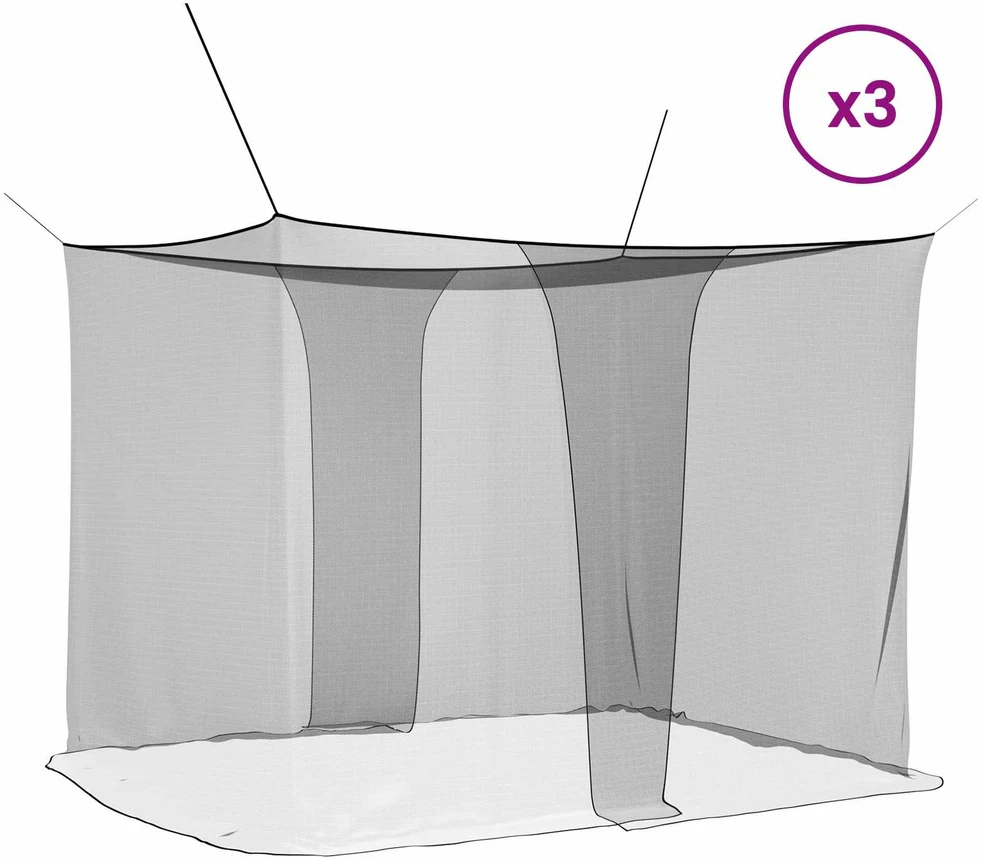 Uodų tinklas lovai 3 vnt. 156 mesh Juoda 220 x 150 x 180 cm