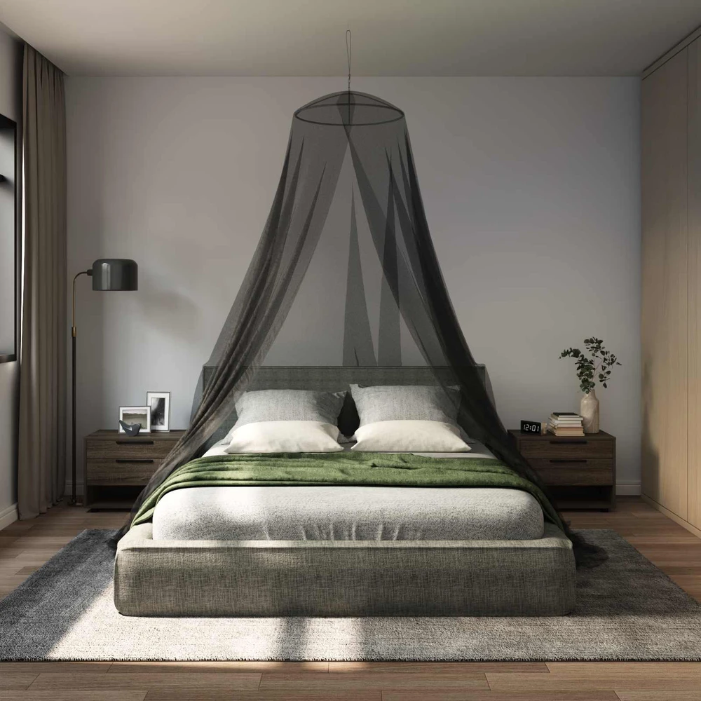Uodų tinklas lovai 3 vnt. 156 mesh Juoda ⌀56 x 220 cm