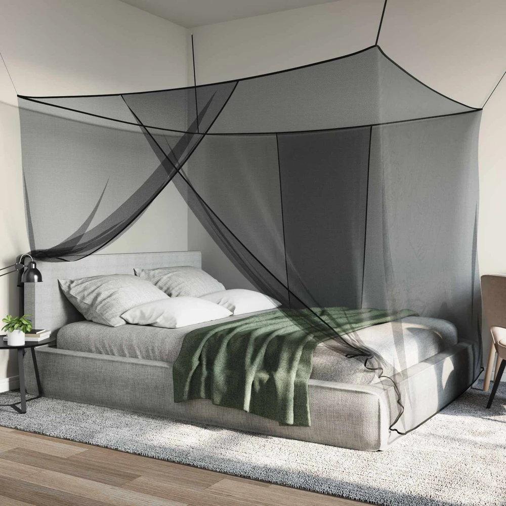 Uodų tinklas lovai 3 vnt. 156 mesh Juoda 220 x 180 x 180 cm