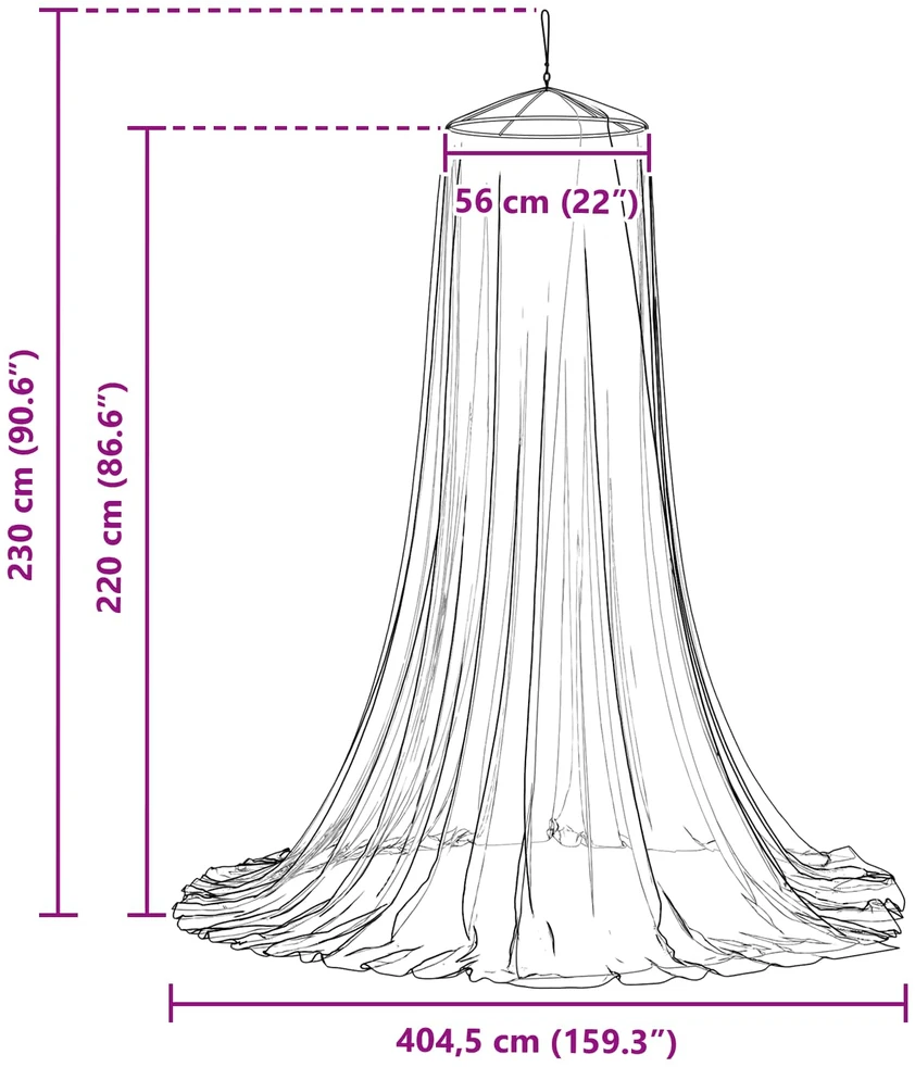 Uodų tinklas lovai 3 vnt. 156 mesh Juoda ⌀56 x 220 cm