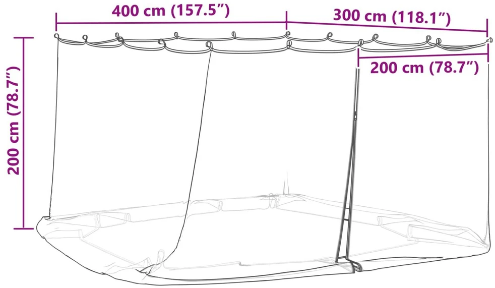 Uodų tinklelį pavėsinei 220 mesh Balta 4 x 3 x 2 cm Poliesteris