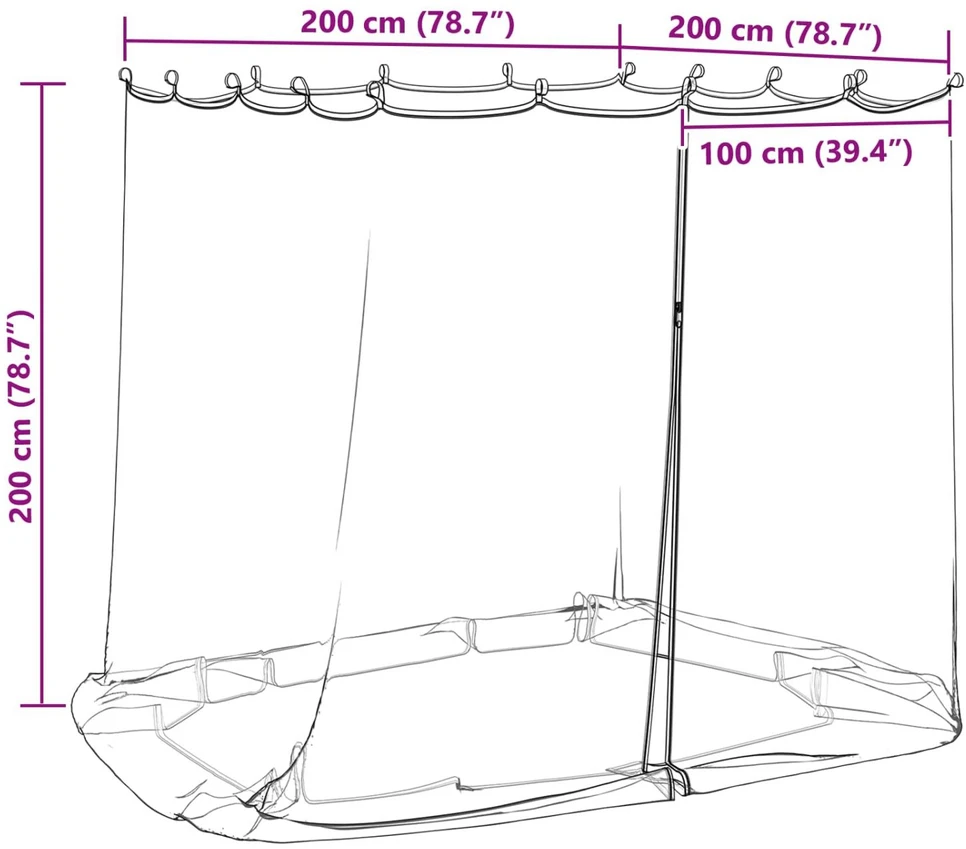 Uodų tinklelį pavėsinei 220 mesh Balta 2 x 2 x 2 m Poliesteris