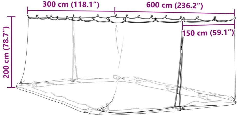 Uodų tinklelį pavėsinei 220 mesh Juoda 6 x 3 x 2 m Poliesteris
