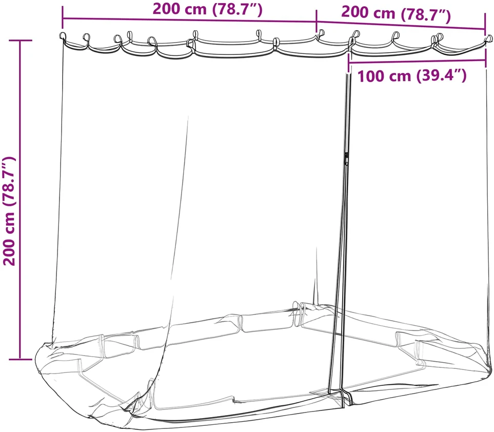 Uodų tinklelį pavėsinei 220 mesh Balta 2 x 2 x 2 m Poliesteris