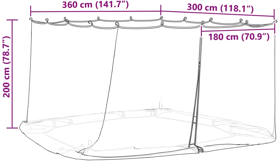 Uodų tinklelį pavėsinei 220 mesh Balta 3,6 x 3 x 2 cm
