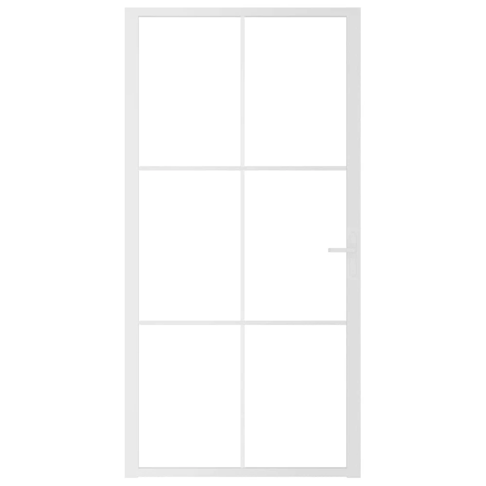 Vidaus durys, baltos, 102,5x201,5cm, ESG stiklas ir aliuminis