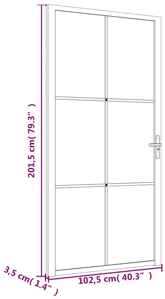 Vidaus durys, baltos, 102,5x201,5cm, matinis stiklas/aliuminis