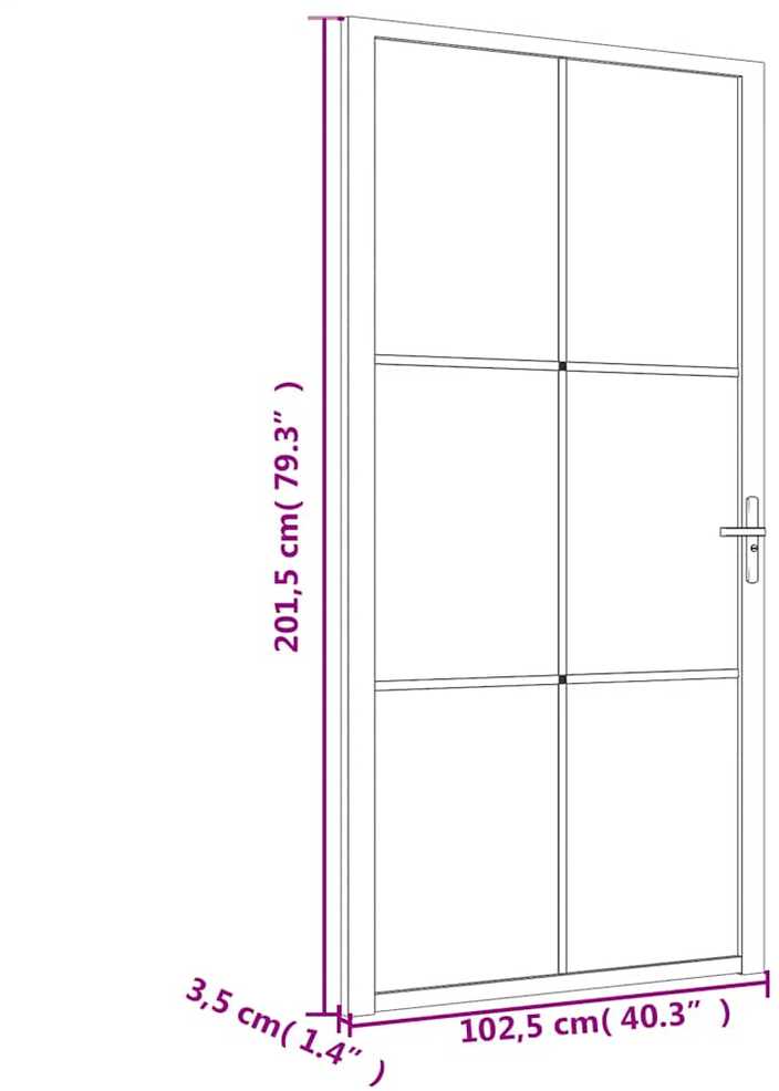 Vidaus durys, baltos, 102,5x201,5cm, matinis stiklas/aliuminis