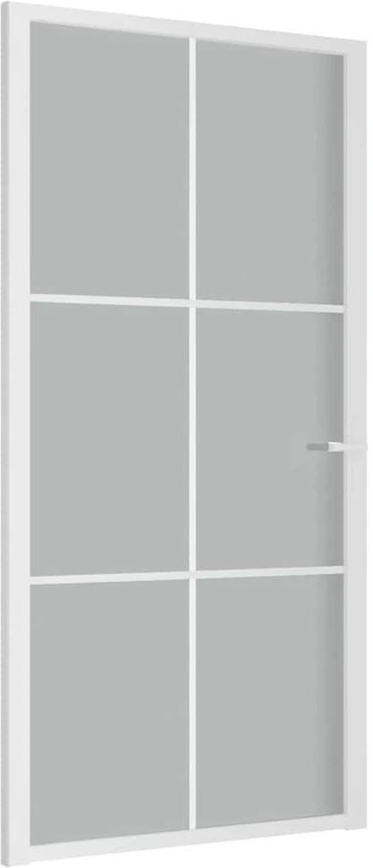 Vidaus durys, baltos, 102,5x201,5cm, matinis stiklas/aliuminis