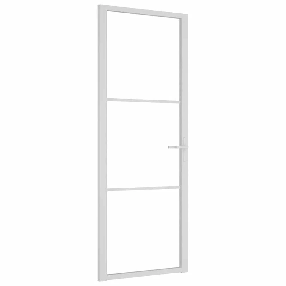 Vidaus durys, baltos, 76x201,5cm, ESG stiklas ir aliuminis