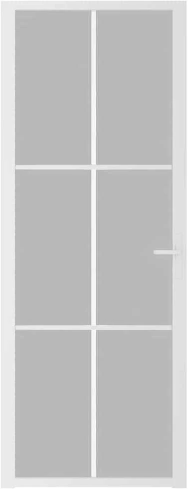 Vidaus durys, baltos, 76x201,5cm, matinis stiklas ir aliuminis