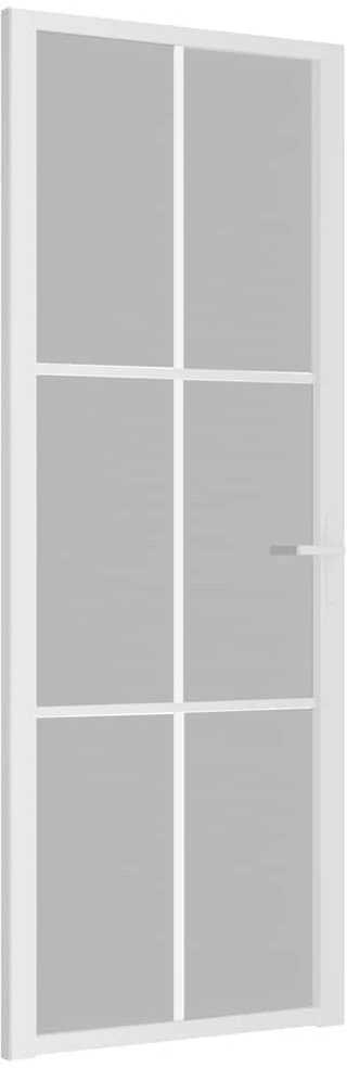 Vidaus durys, baltos, 76x201,5cm, matinis stiklas ir aliuminis