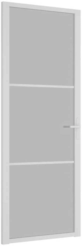 Vidaus durys, baltos, 76x201,5cm, matinis stiklas ir aliuminis