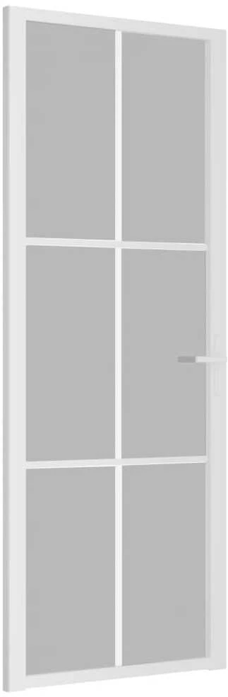 Vidaus durys, baltos, 76x201,5cm, matinis stiklas ir aliuminis