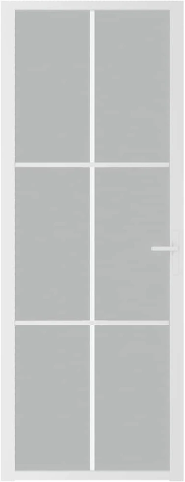 Vidaus durys, baltos, 76x201,5cm, matinis stiklas ir aliuminis