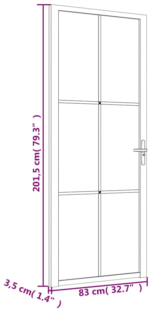 Vidaus durys, baltos, 83x201,5cm, ESG stiklas ir aliuminis
