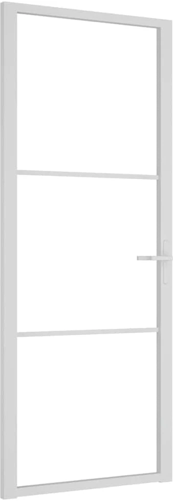 Vidaus durys, baltos, 83x201,5cm, ESG stiklas ir aliuminis