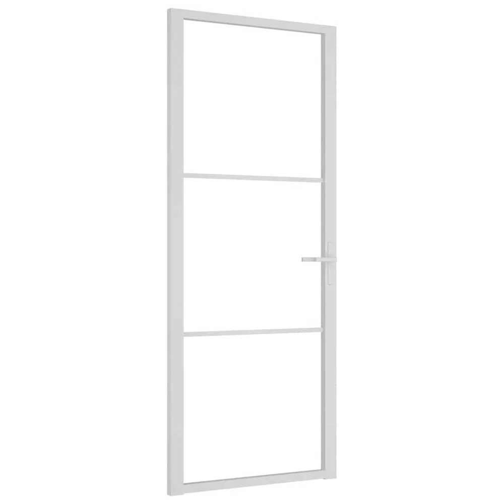 Vidaus durys, baltos, 83x201,5cm, ESG stiklas ir aliuminis