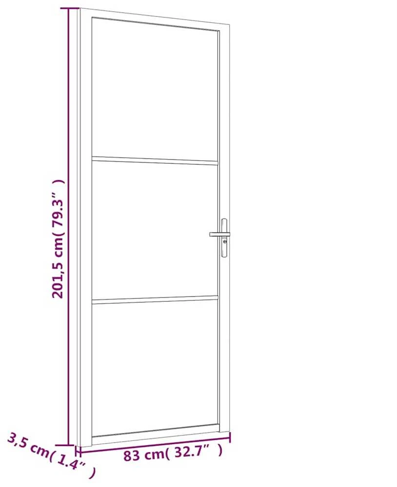 Vidaus durys, baltos, 83x201,5cm, matinis stiklas ir aliuminis