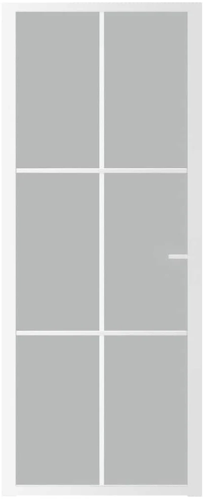 Vidaus durys, baltos, 83x201,5cm, matinis stiklas ir aliuminis