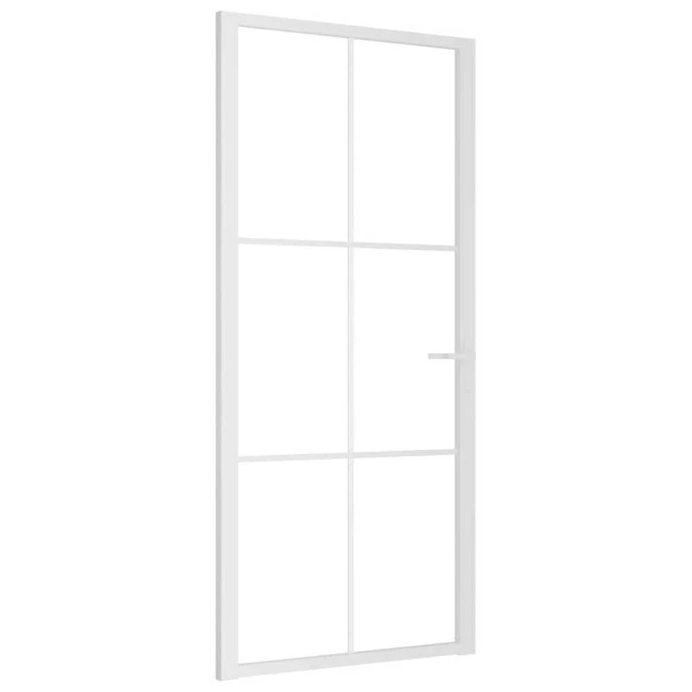 Vidaus durys, baltos, 93x201,5cm, ESG stiklas ir aliuminis