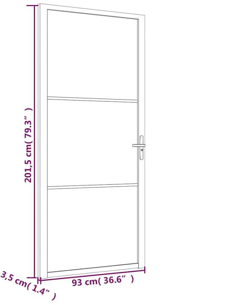 Vidaus durys, baltos, 93x201,5cm, ESG stiklas ir aliuminis