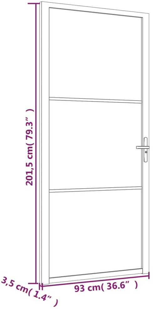 Vidaus durys, baltos, 93x201,5cm, ESG stiklas ir aliuminis