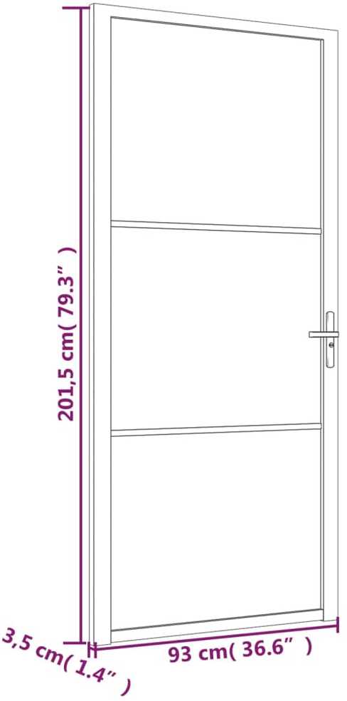 Vidaus durys, baltos, 93x201,5cm, ESG stiklas ir aliuminis