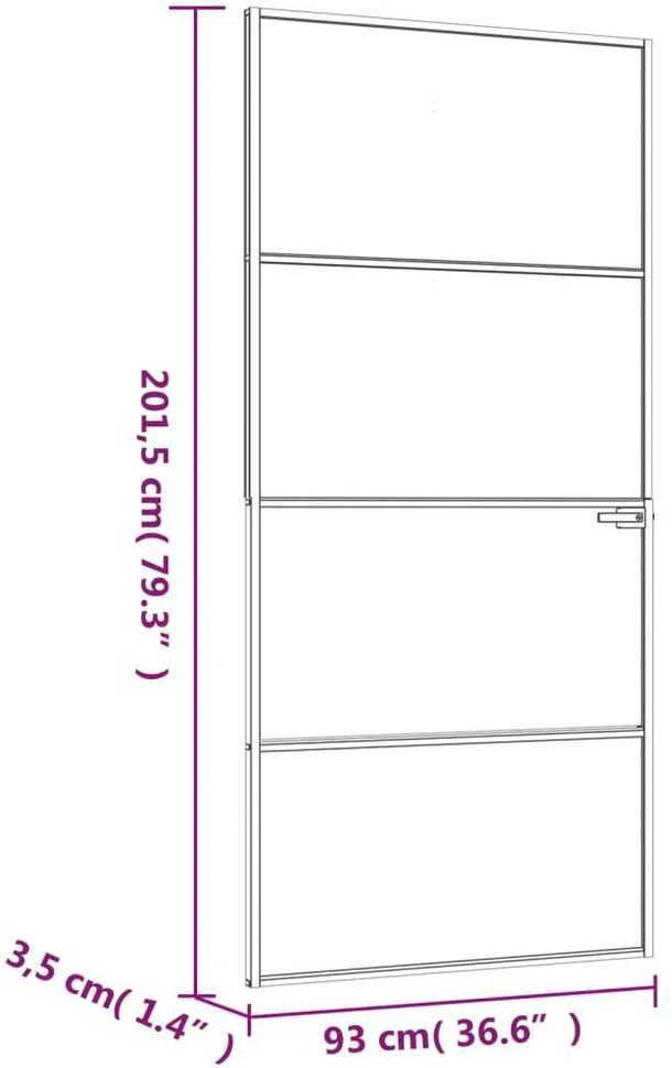 Vidaus durys, baltos, 93x201,5cm, grūdintas stiklas/aliuminis